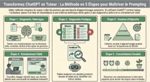 Infographie : la méthode en 5 étapes pour faire de ChatGPT votre tuteur et améliorer vos prompts