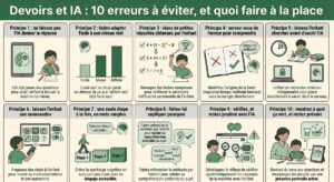Infographie : 10 principes pour aider son enfant à faire ses devoirs avec l'IA