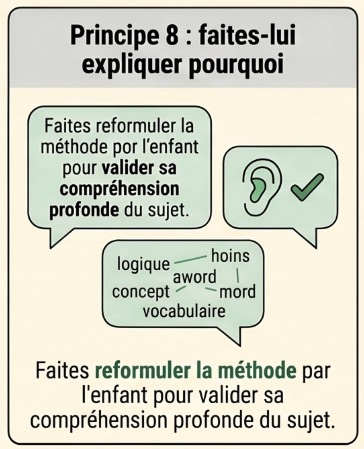 Principe 8 : faire expliquer pourquoi à l'enfant
