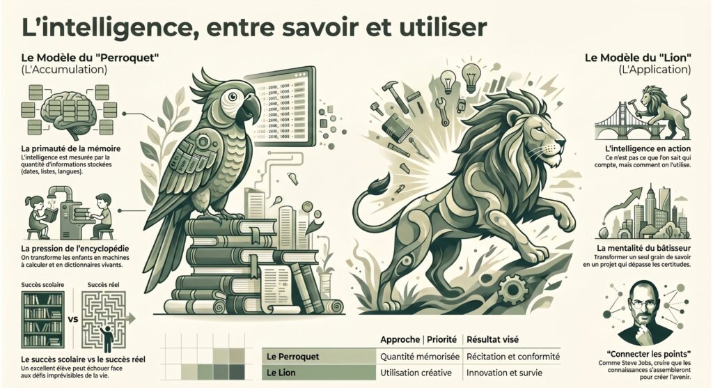 Illustration : l'intelligence se mesure-t-elle à ce qu'on sait ou à ce qu'on en fait ?
