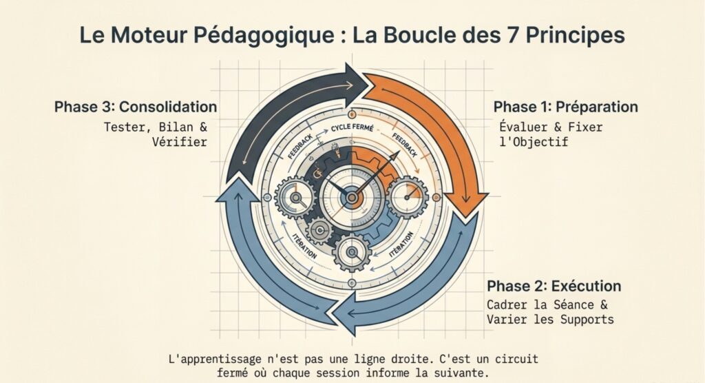 Illustration des sept principes pédagogiques pour apprendre avec l'IA
