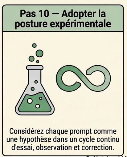 Pas 10 : adopter la posture expérimentale