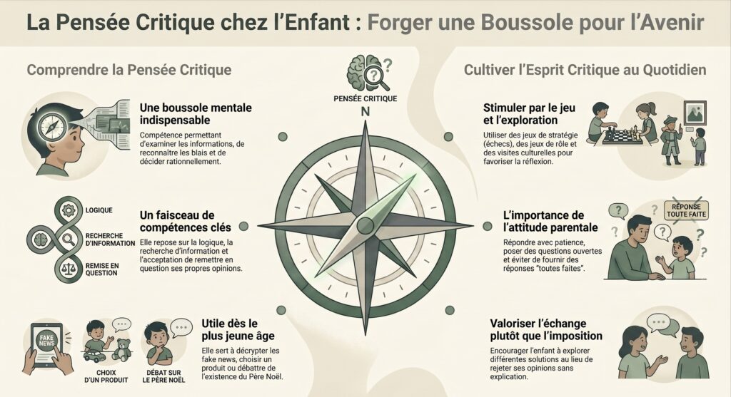Schéma illustrant la pensée critique chez l'enfant