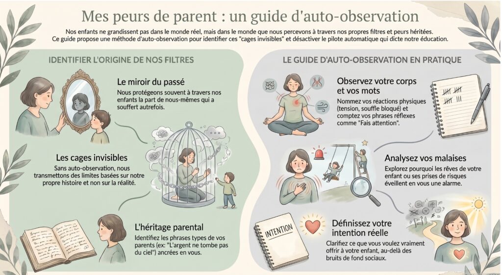 Illustration des peurs de parents et de leur transmission aux enfants
