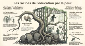 Infographie sur les racines psychologiques et culturelles de l'éducation par la peur