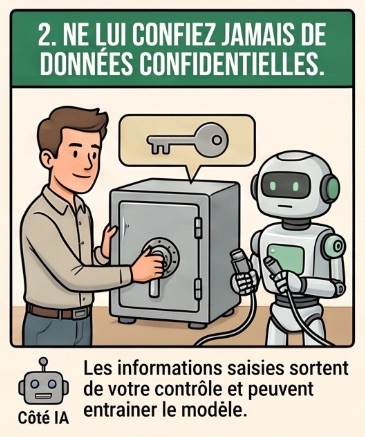 Réflexe 2 : ne jamais confier de données confidentielles à l'IA