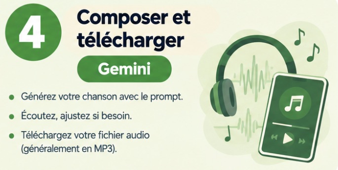 Étape 4 : composer la chanson et la télécharger avec Gemini