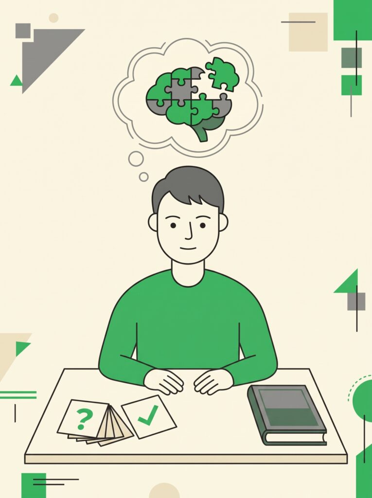 Étudiant qui se teste avec des cartes question-réponse : la pratique de récupération