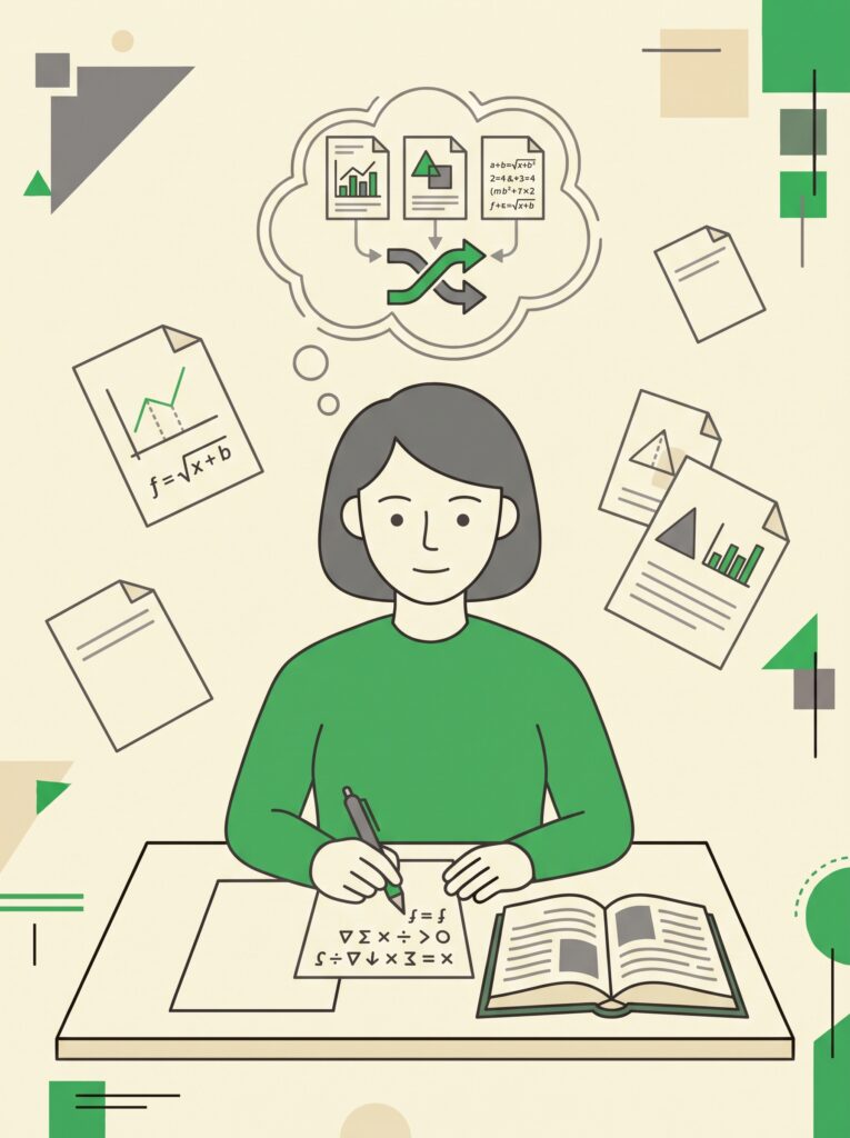 Étudiante qui mélange plusieurs types d'exercices : l'entrelacement