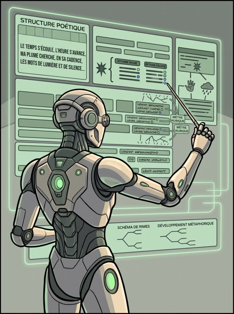 Illustration : un robot organise la structure poétique des paroles d'une chanson