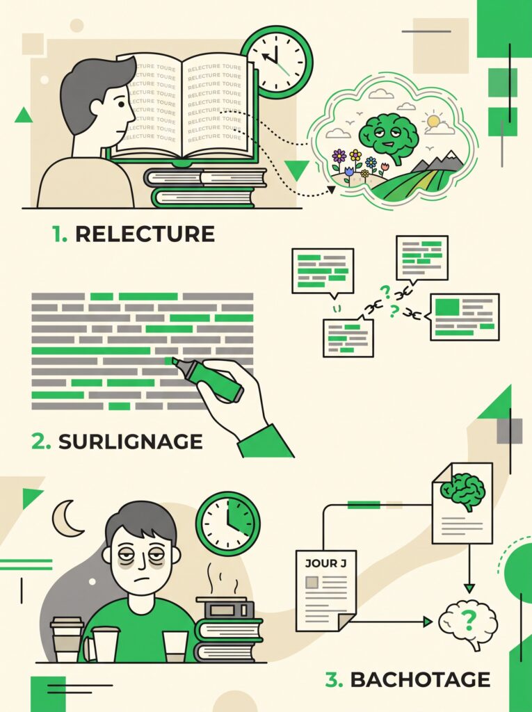Les trois méthodes de révision peu efficaces : relecture, surlignage et bachotage