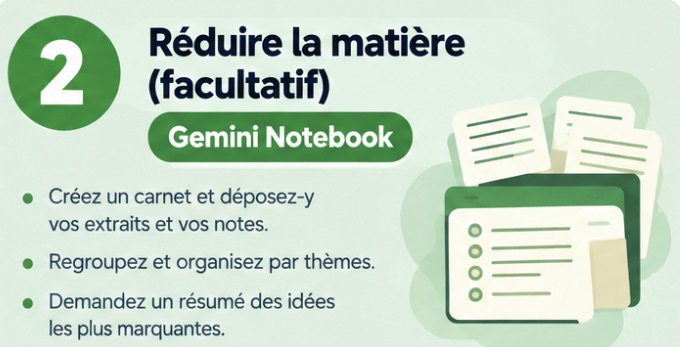 Étape 2 : réduire la matière avec Gemini Notebook, étape facultative