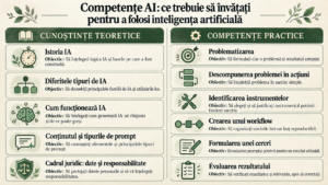 Infografic: cunoștințele teoretice și competențele practice pentru a folosi inteligența artificială